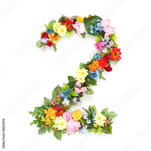 Numbers made of leaves and flowers