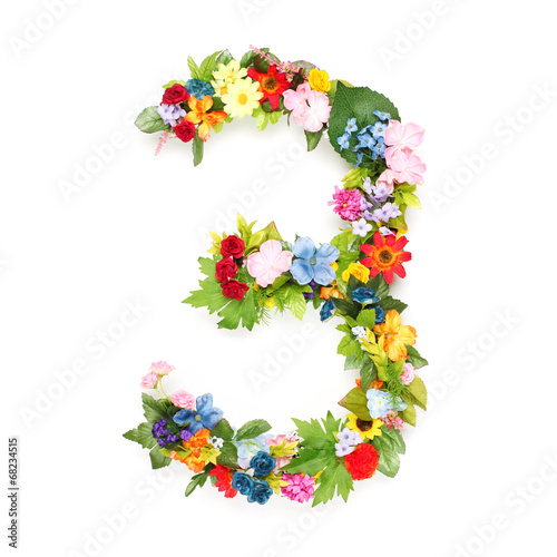 Numbers made of leaves and flowers