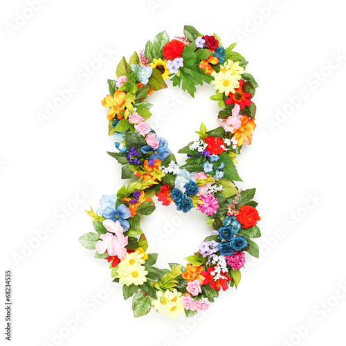 Numbers made of leaves and flowers