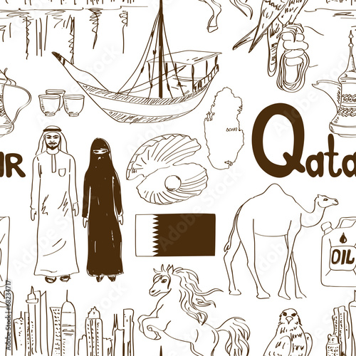 Sketch Qatar seamless pattern