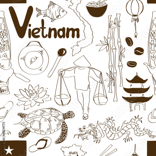 Sketch Vietnam seamless pattern