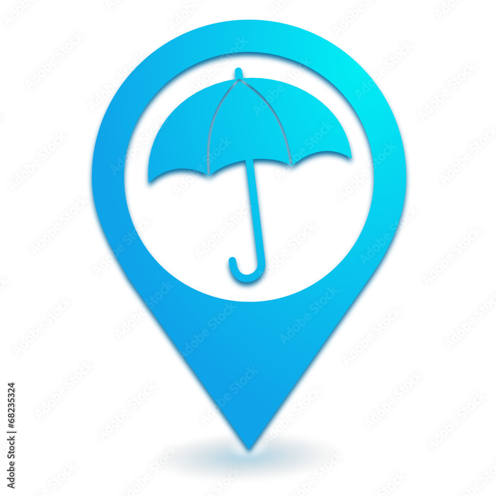 parapluie sur symbole localisation bleu