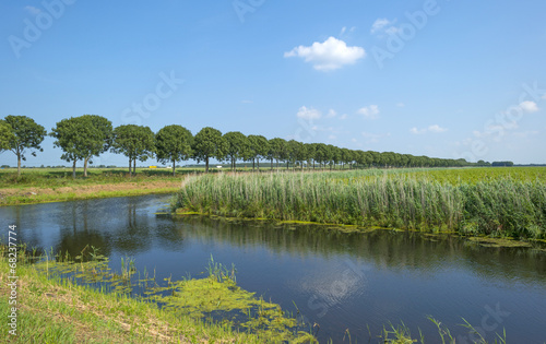 Canal through a rural landscape in summer