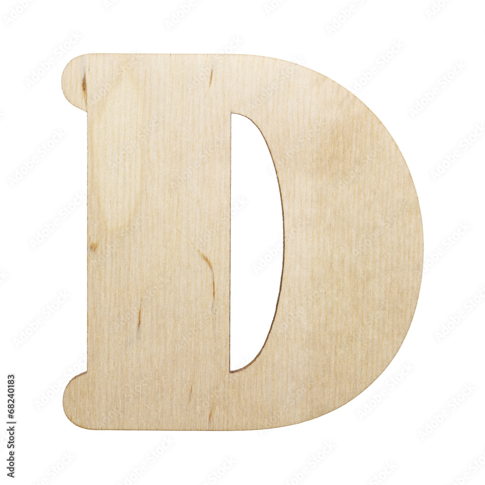 One letter of wooden alphabet isolated on white One letter of wooden alphabet isolated on white