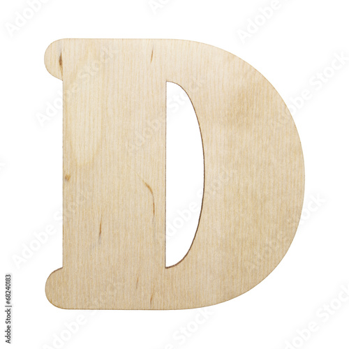 One letter of wooden alphabet isolated on white