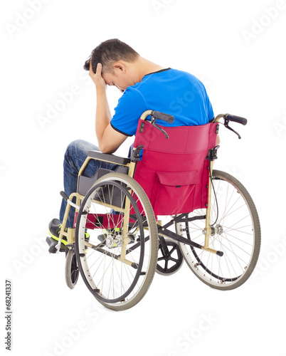 Картината върху платно depressed  and handicapped man sitting on a wheelchair