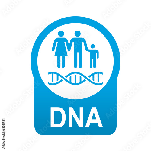 Etiqueta tipo app azul redonda DNA