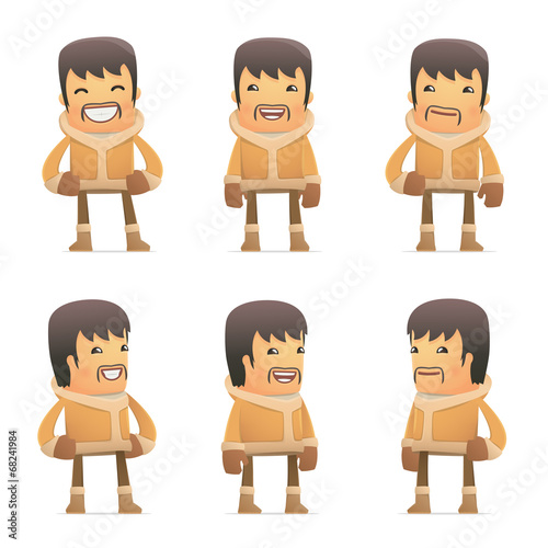 set of eskimo character in different poses