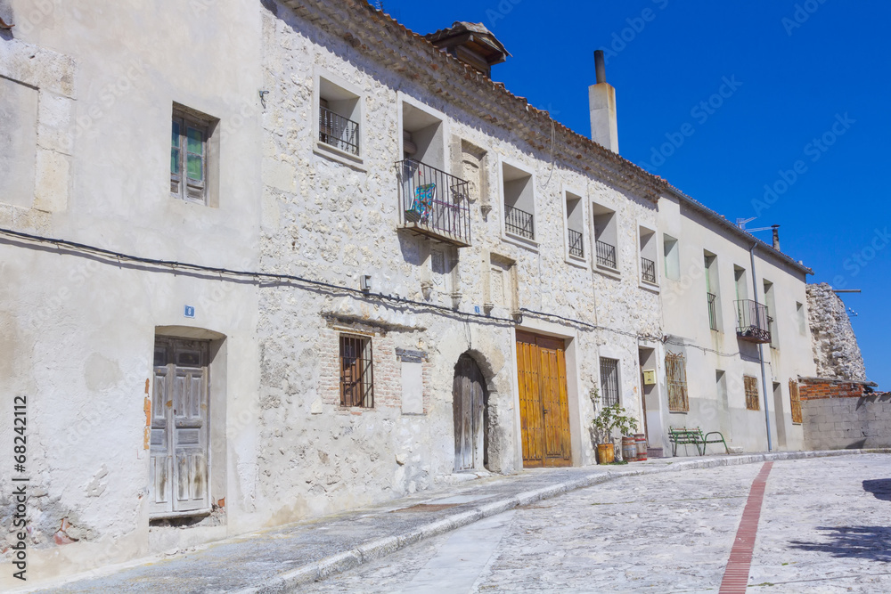 old stone houses typical of Palencia, Spain