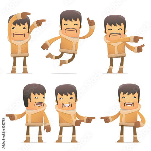set of eskimo character in different poses