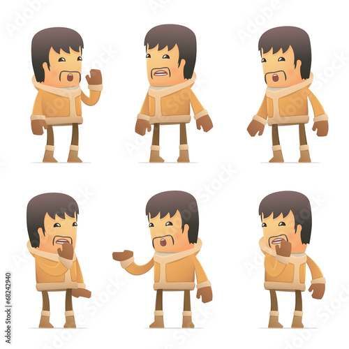 set of eskimo character in different poses