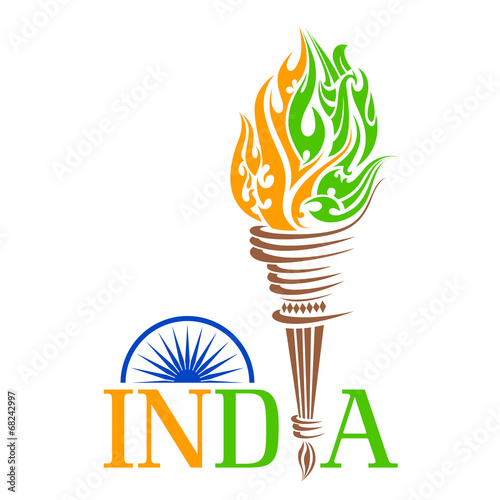 Fire torch with India tricolo flame