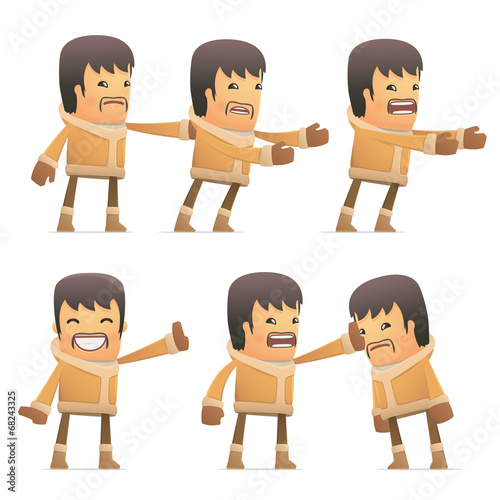 set of eskimo character in different poses