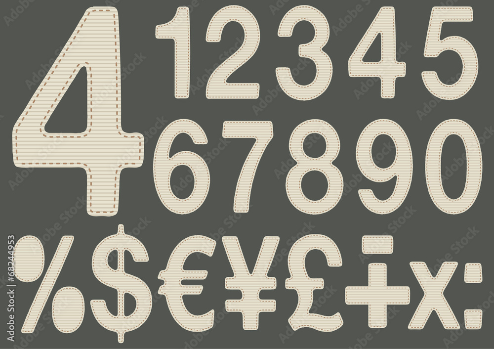 Numbers made with fabric Numbers made with fabric