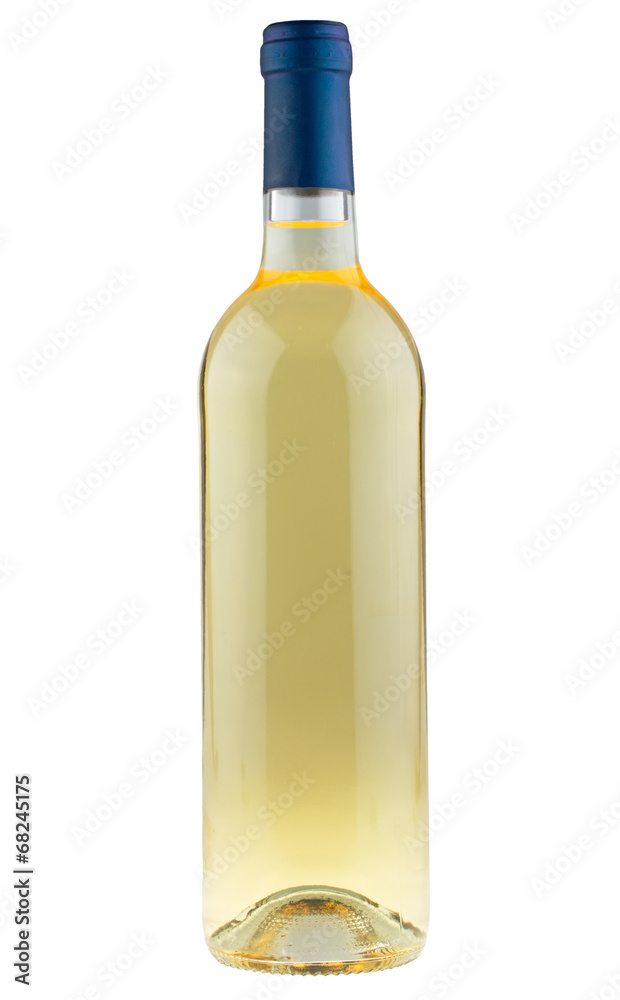 bottle of white wine isolated on white background