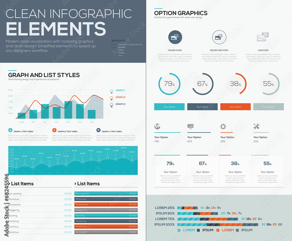 Graphs and pie charts for infographic vector data visualization