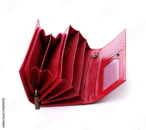 Women's red leather wallet ...
