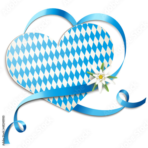 Karte mit Schleifenherz u. Edelweiss - Volksfest