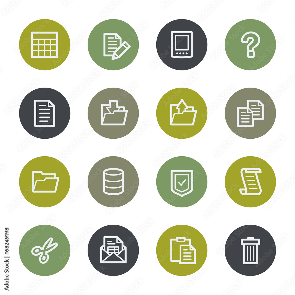 Document web icons set, color buttons Document web icons set, color buttons