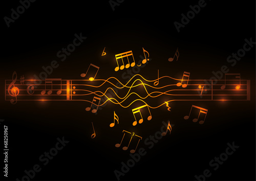 Glowing musical notes design