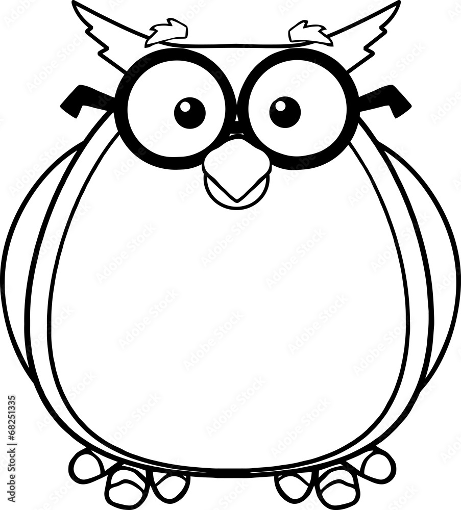 Black And White Wise Owl Teacher Cartoon Character With Glasses Stock  Vector | Adobe Stock