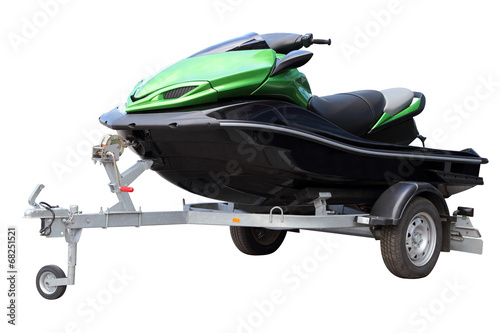 Green hydrocycle on the automobile trailer
