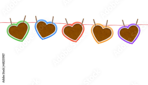 Lebkuchenherzen auf der Leine