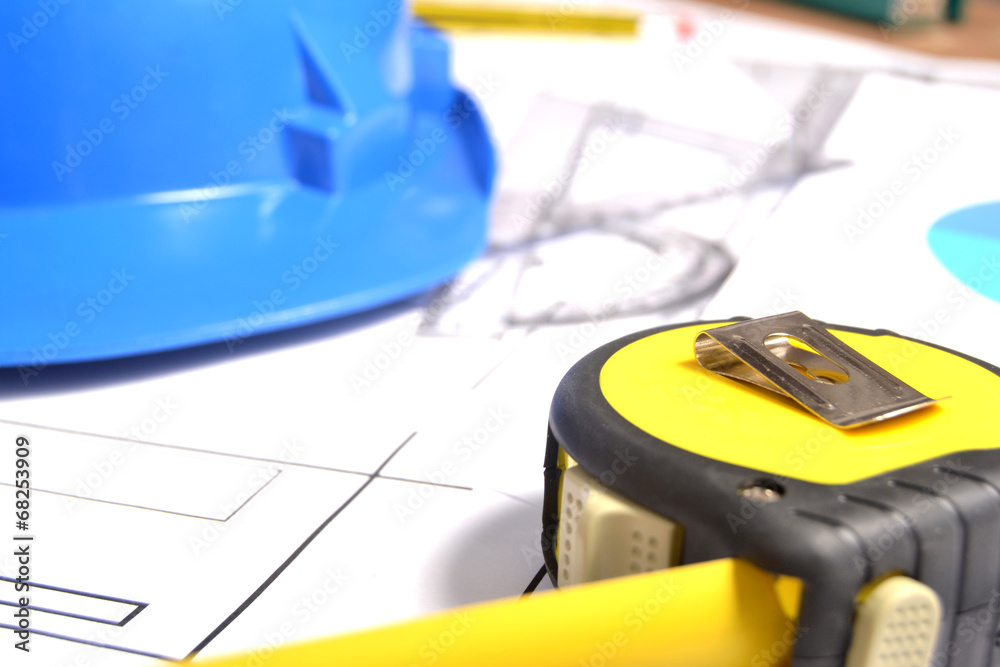 Helmet and tools for construction drawings