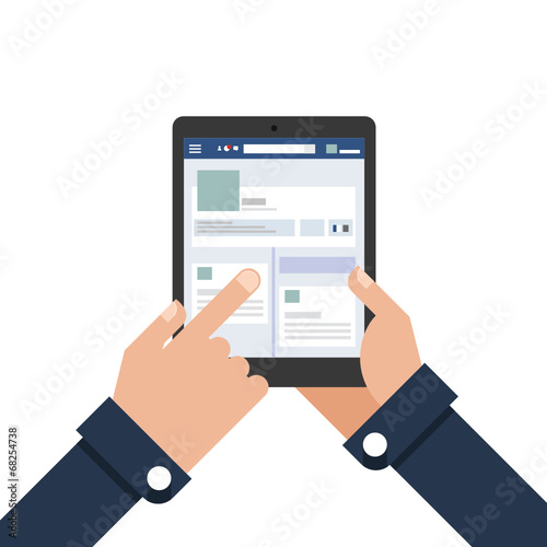 Businessman holding tablet Social Networking