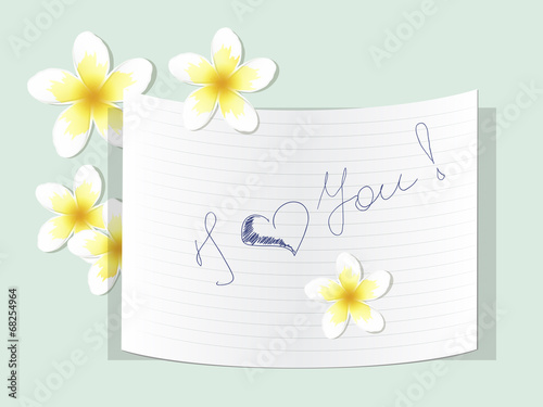A note with words of love and flowers