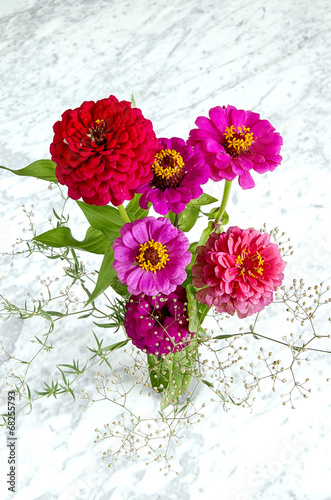 Bouquet of flowers in black vase