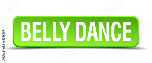 belly dance green 3d realistic square isolated button