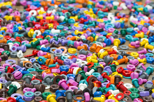 Mix of color nuts and bolts