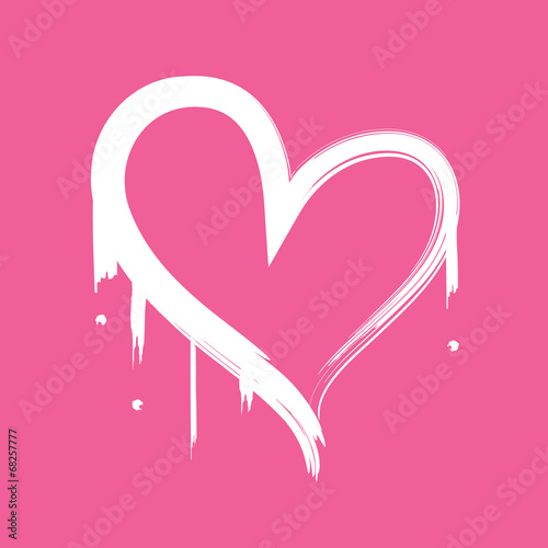 Freshly painted heart outline with pink background