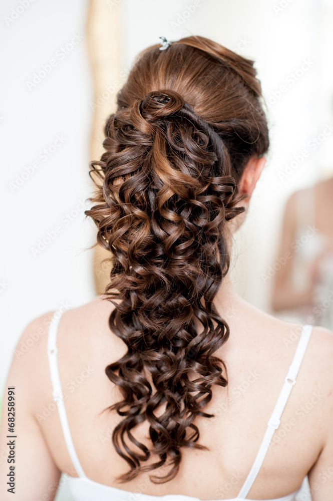 Acconciatura sposa capelli lunghi castani Stock Photo | Adobe Stock