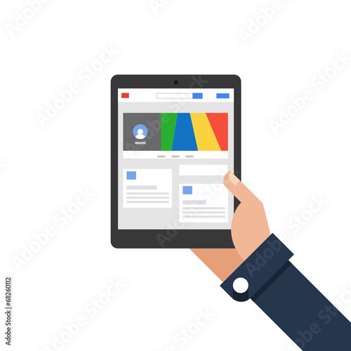 Businessman holding tablet Social Circle