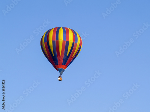 Flying high, hot air balloon.