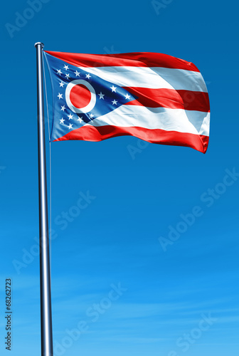 Ohio (USA) flag waving on the wind photo