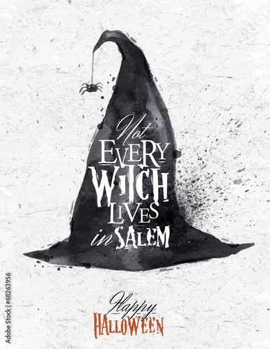 Witch hat halloween poster vintage
