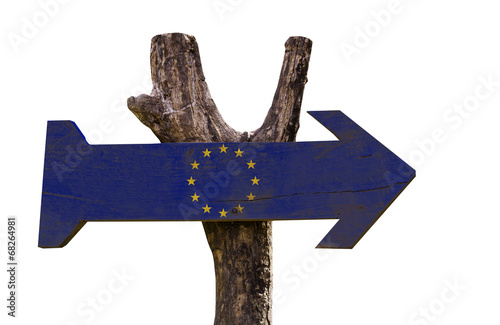 European Union wooden sign isolated on white background photo