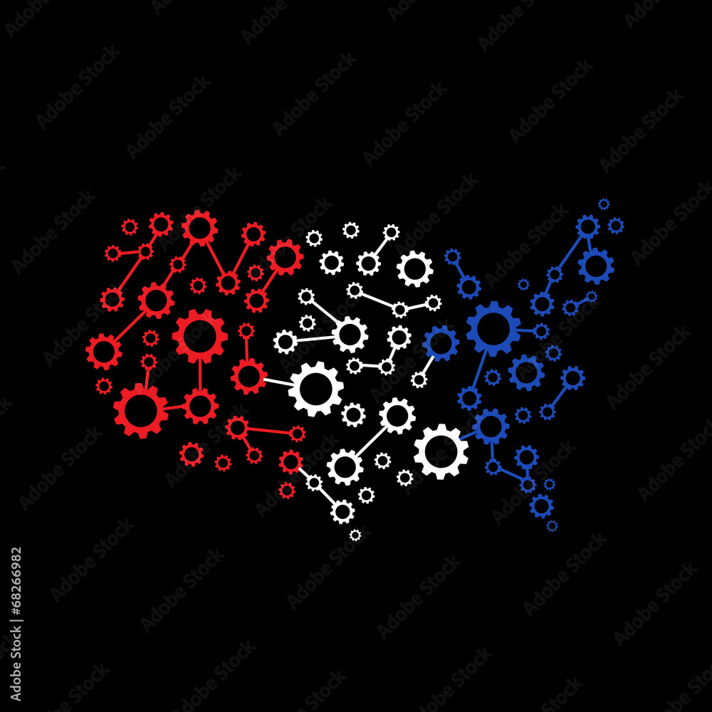 America Gear map red white blue