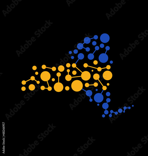 New York dot and lines map image.