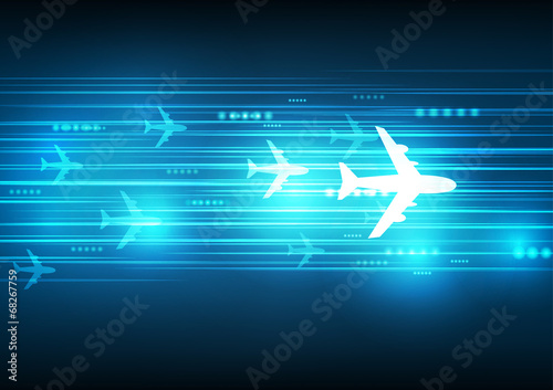 Abstract Blue aircraft technology communicate background, vector