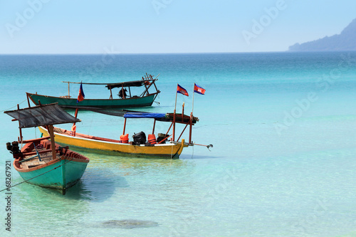 Cambodian Boats with flags
