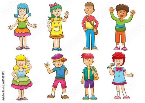 set of cartoon kids