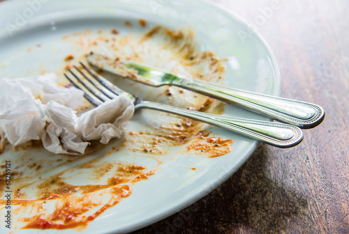 Closeup to dirty dish