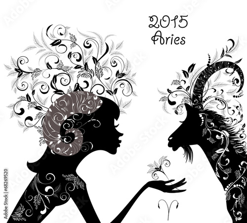 2015 year of the beautiful goat and Zodiac sign aries. fashion g