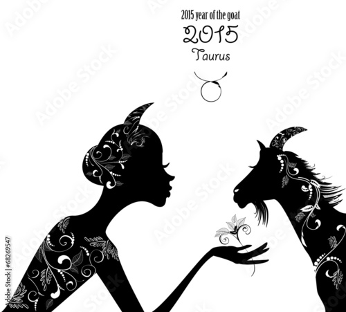 2015 year of the beautiful goat and Zodiac sign taurus. fashion