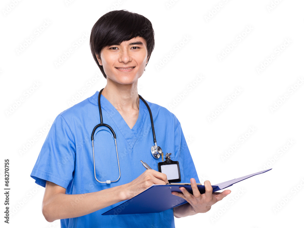 Doctor write on file pad Doctor write on file pad