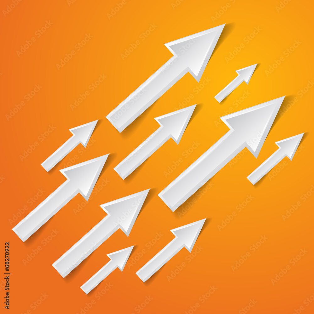 white arrow on orange background - vector illustration white arrow on orange background - vector illustration